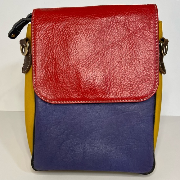 Vintage Leather color Block Crossbody bag - Picture 6 of 16